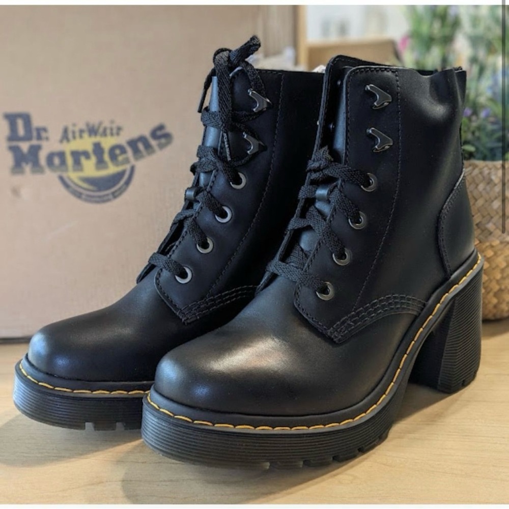 Dr. Martens JESY Black Lace Up Boots with Chunky Heel